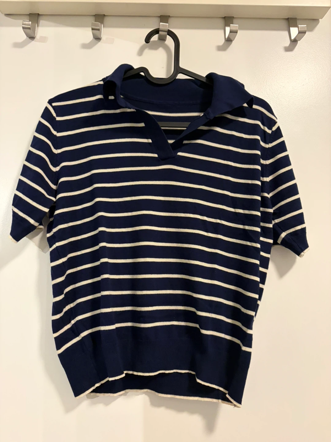 SHEIN / Navy and White Striped Polo Shirt