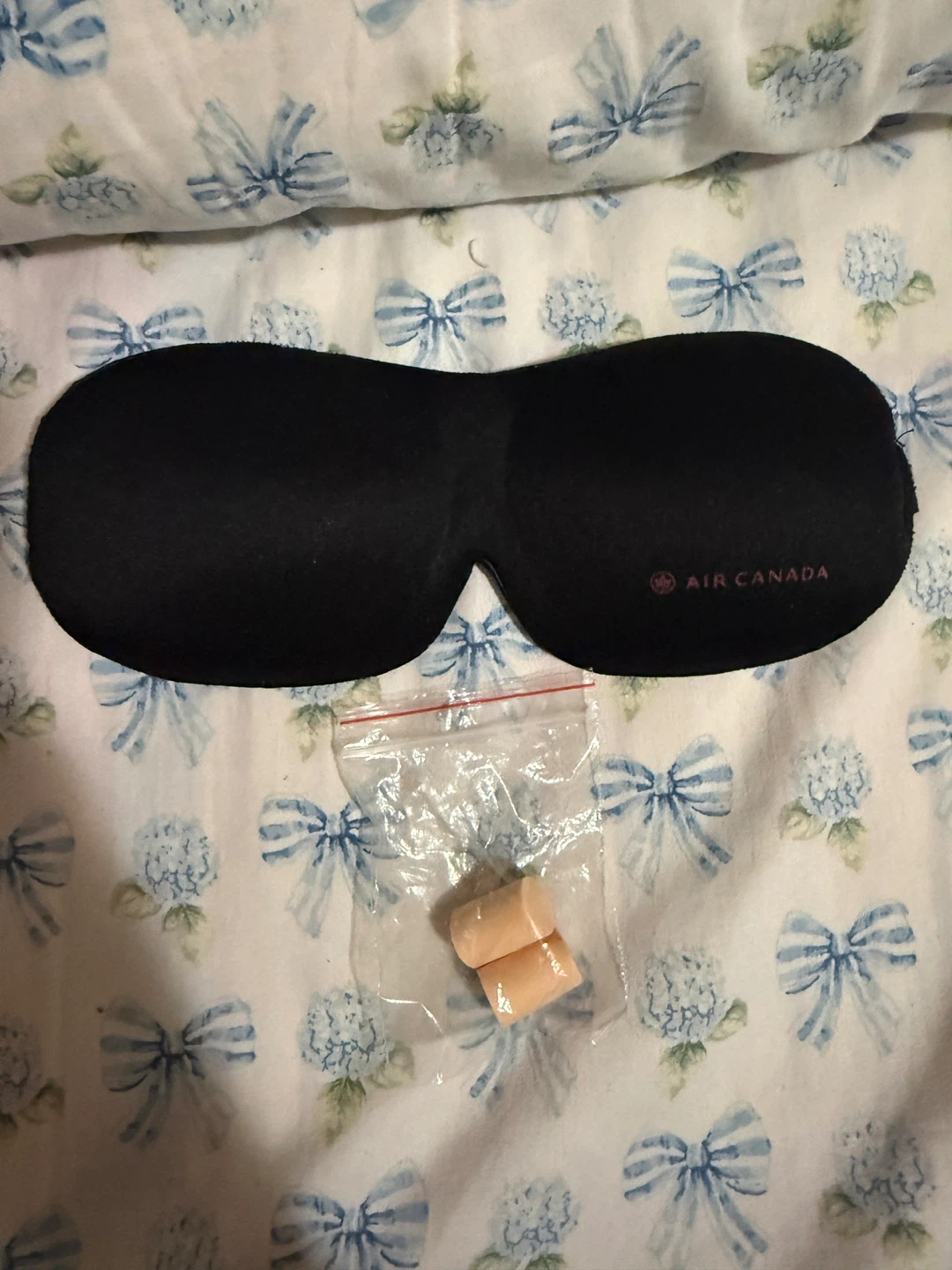 Air Canada Black Travel Eye Mask & Ear Plugs