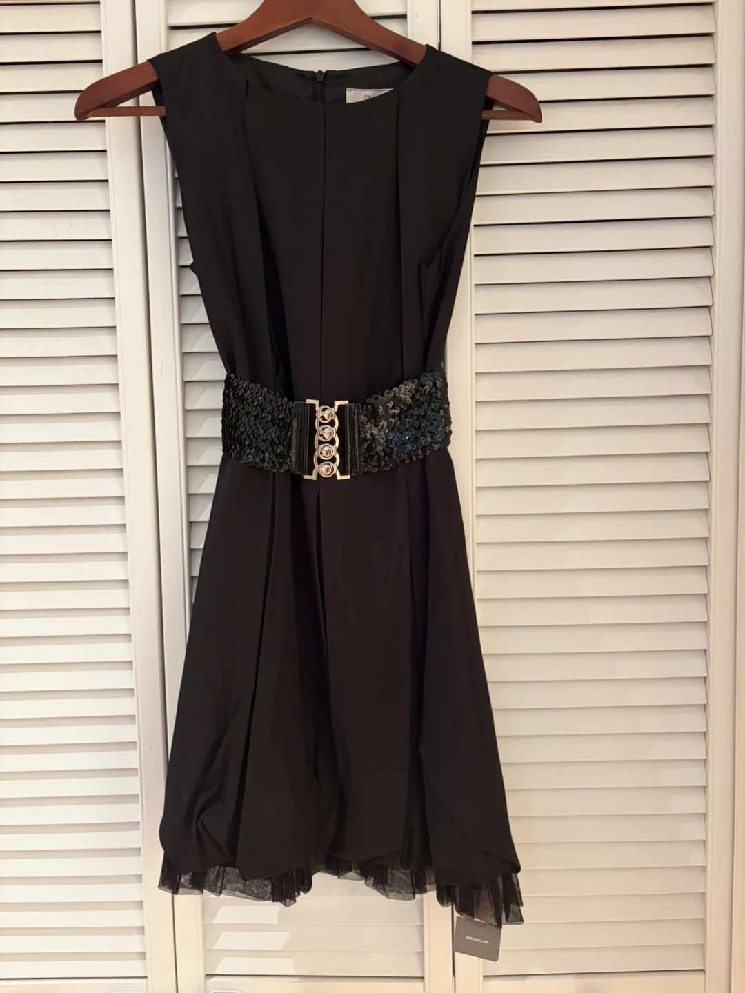🧡 New! Korean brand Charmane Black Dress with Sequin Belt - photo 5