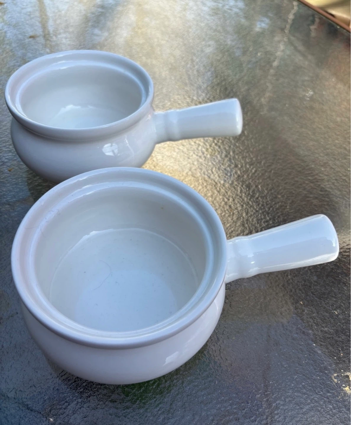 White Ceramic Soup Bowls with Handle