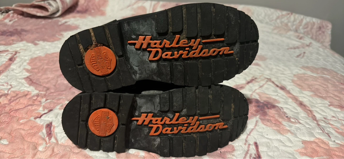 Harley-Davidson Black Leather Lace-Up Boots with Side Zipper - photo 3