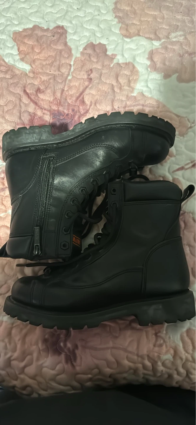 Harley-Davidson Black Leather Lace-Up Boots with Side Zipper - photo 5