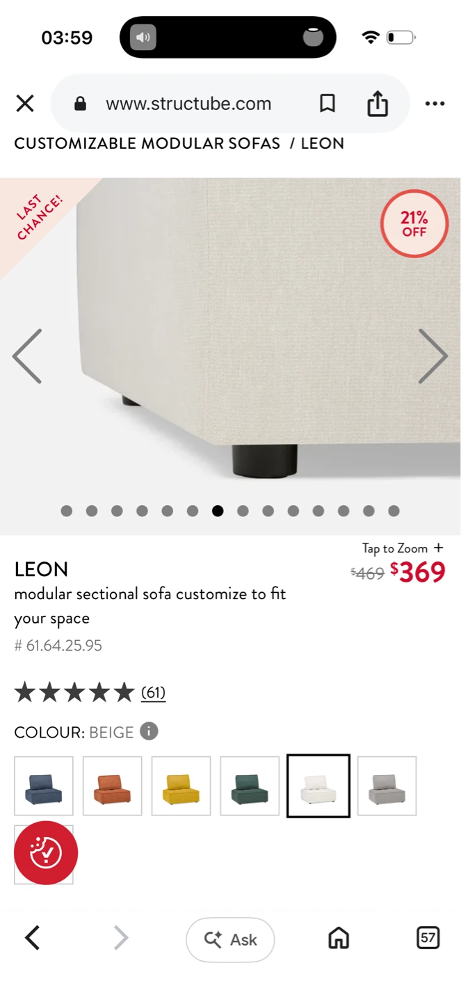 Structube LEON Modular Sectional Sofa - Beige - photo 4