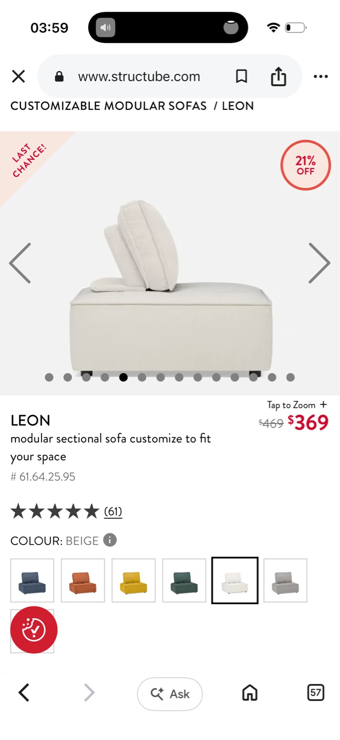 Structube LEON Modular Sectional Sofa - Beige - photo 3