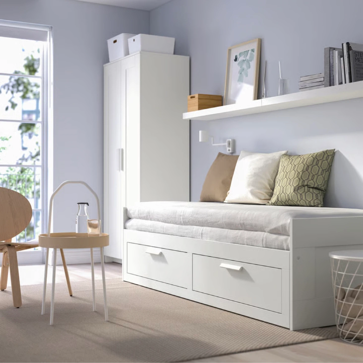IKEA White Daybed with Two Drawers + Two Mattresses