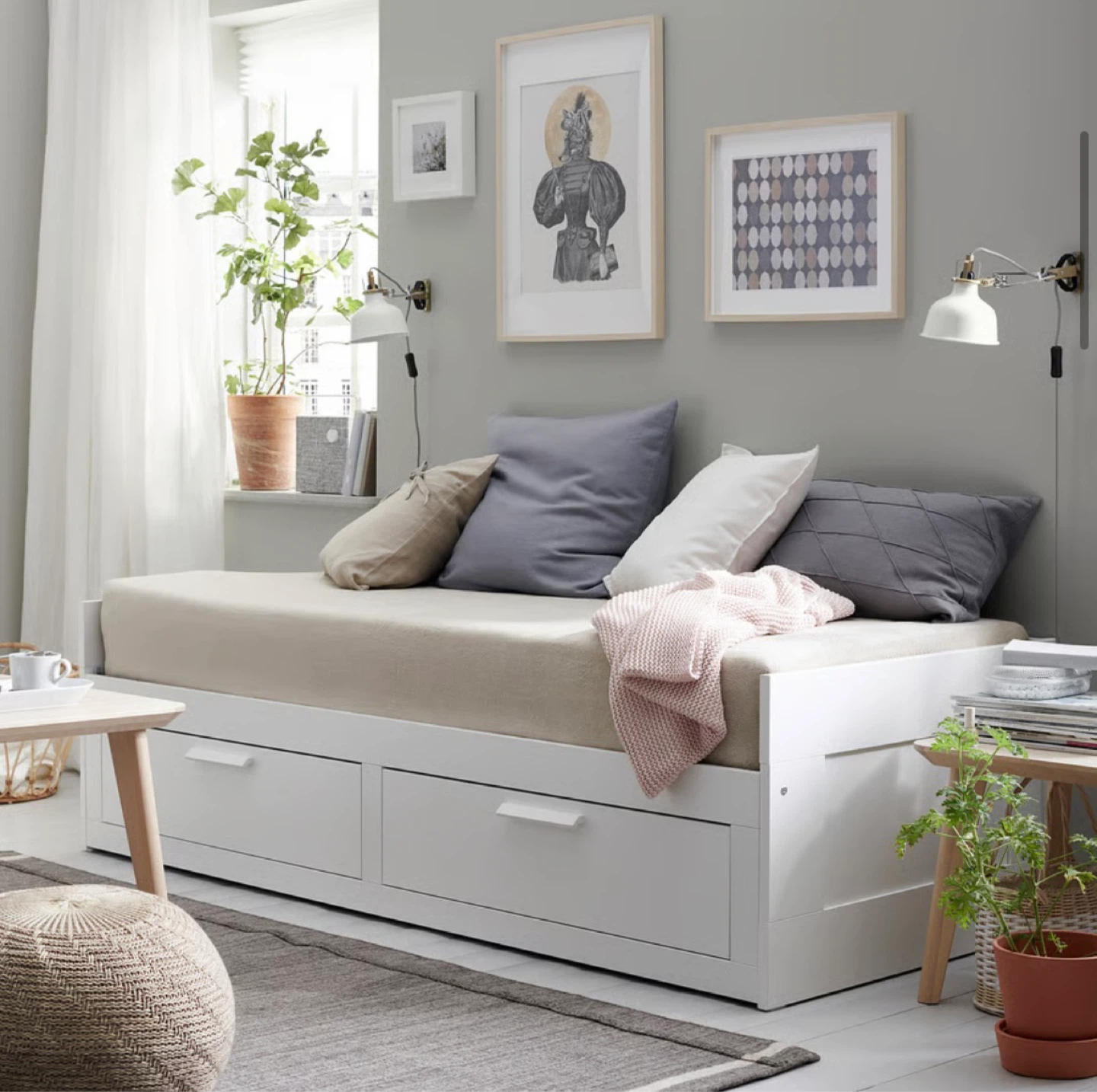 IKEA White Daybed with Two Drawers + Two Mattresses - photo 2