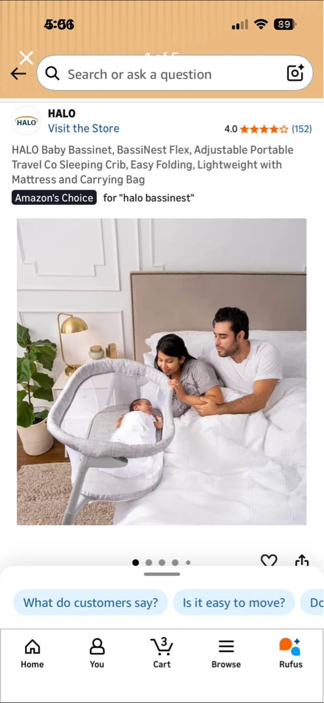 HALO Portable Baby Bassinet + Fitted Sheet