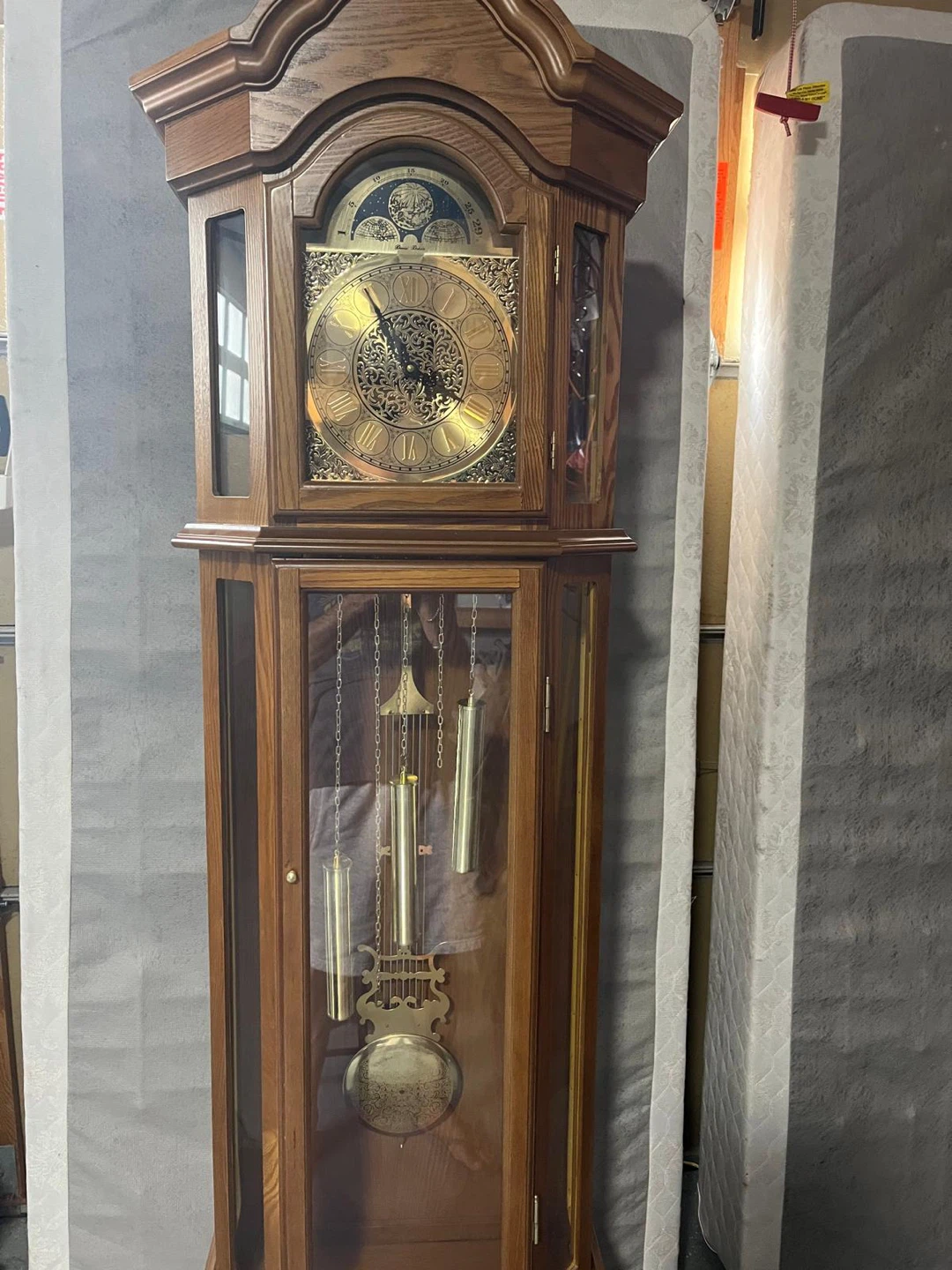 Wooden Grandfather Clock with Pendulum and Weights