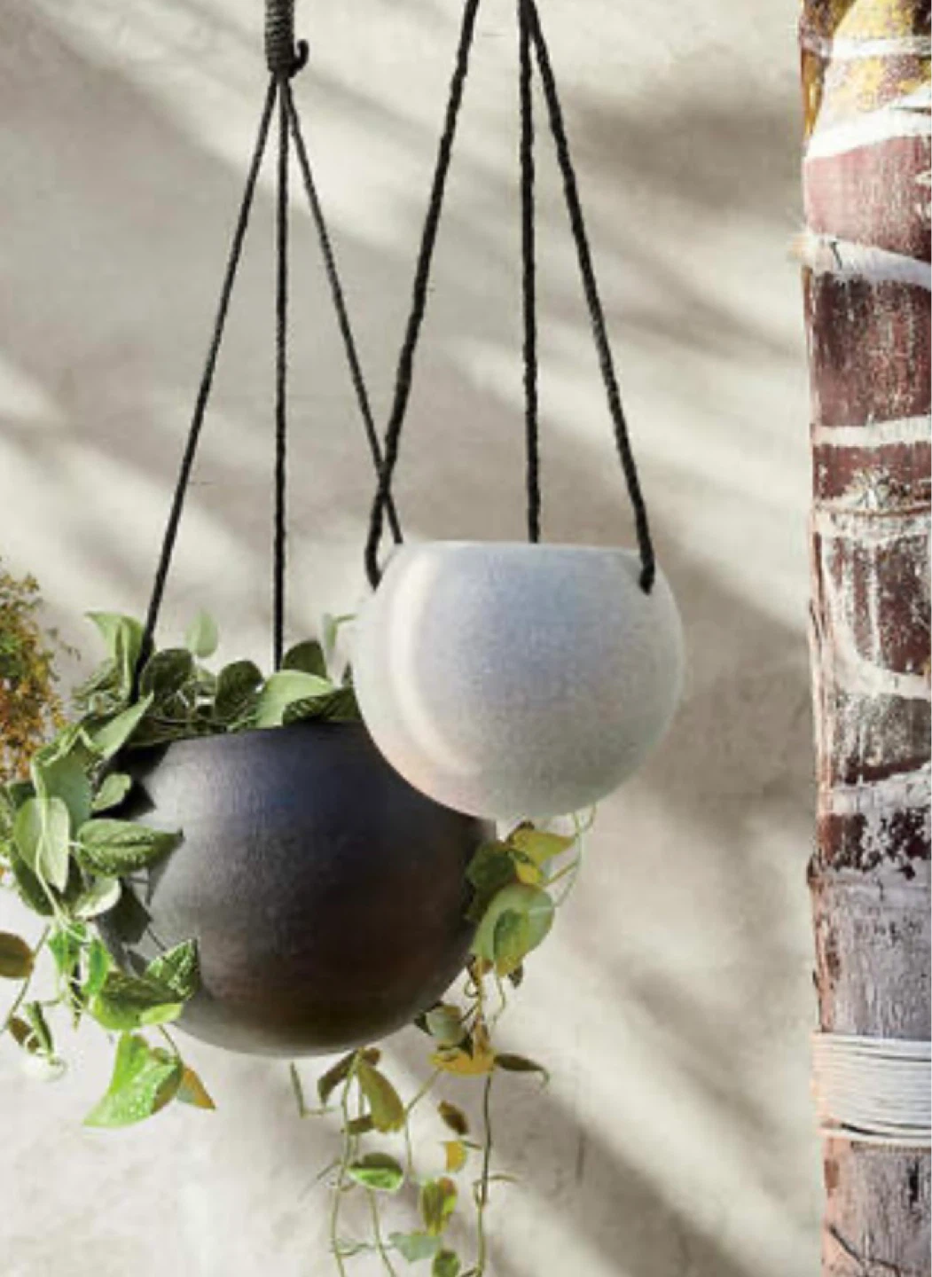 CB2 Hanging Cement Indoor/Outdoor set of 2 planters NEW
