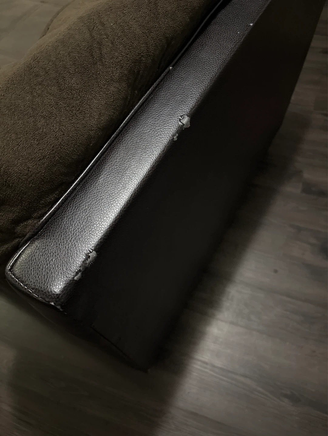 Brown & Faux Leather Sofa - photo 3