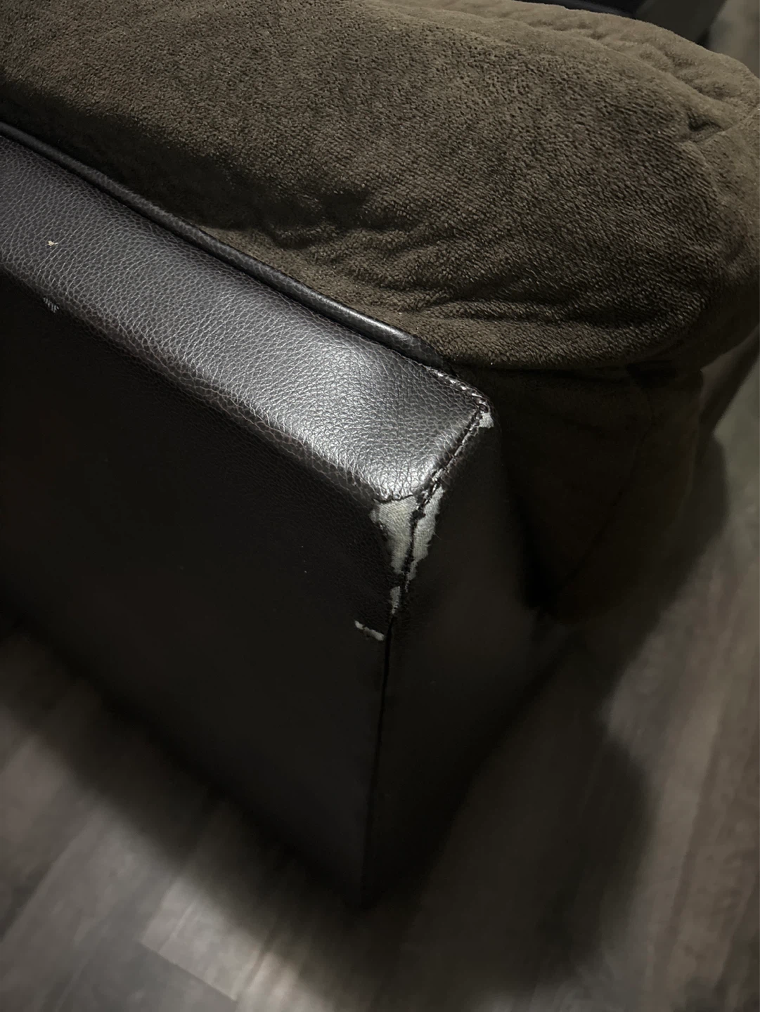Brown & Faux Leather Sofa - photo 4