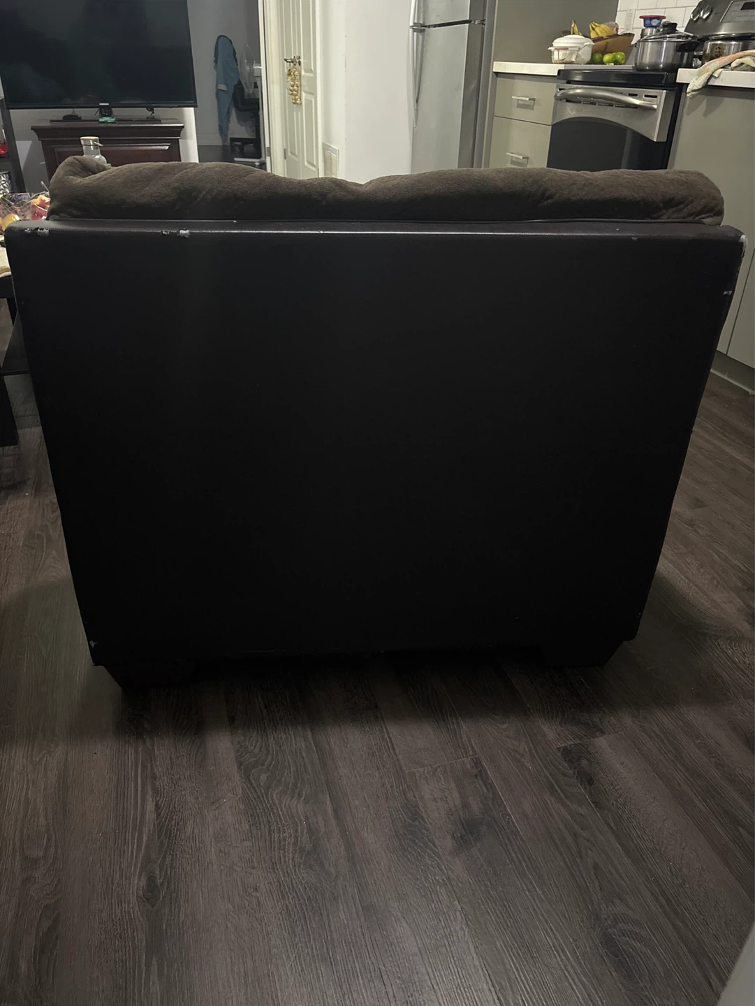 Brown & Faux Leather Sofa - photo 2