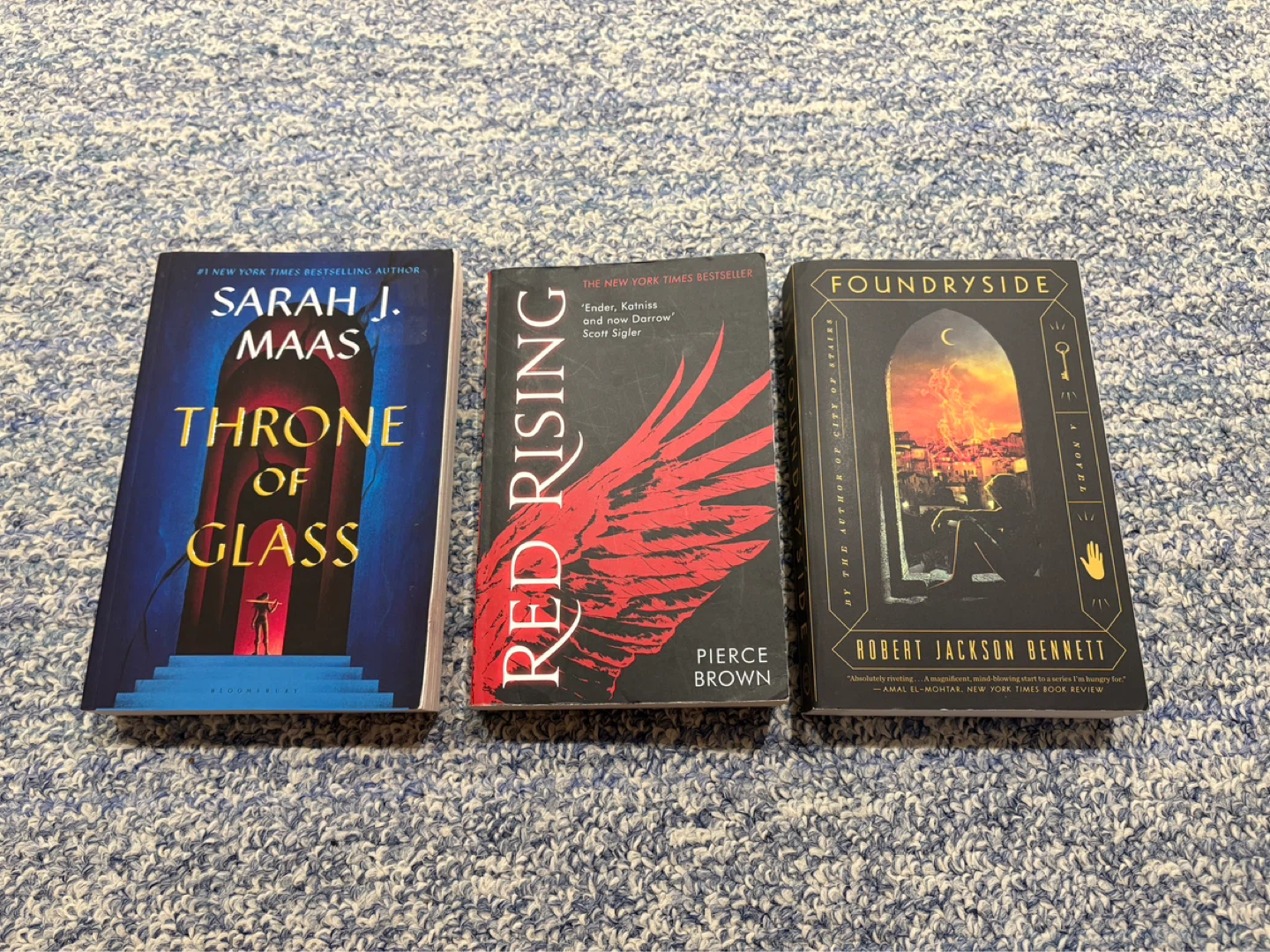 Throne of Glass, Red Rising, and Foundryside Books