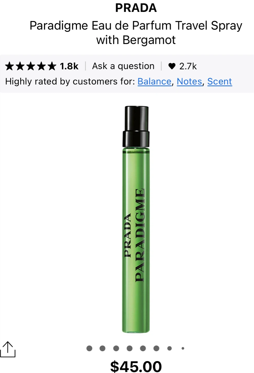 Prada Paradigme Eau de Parfum Travel Spray 10ml