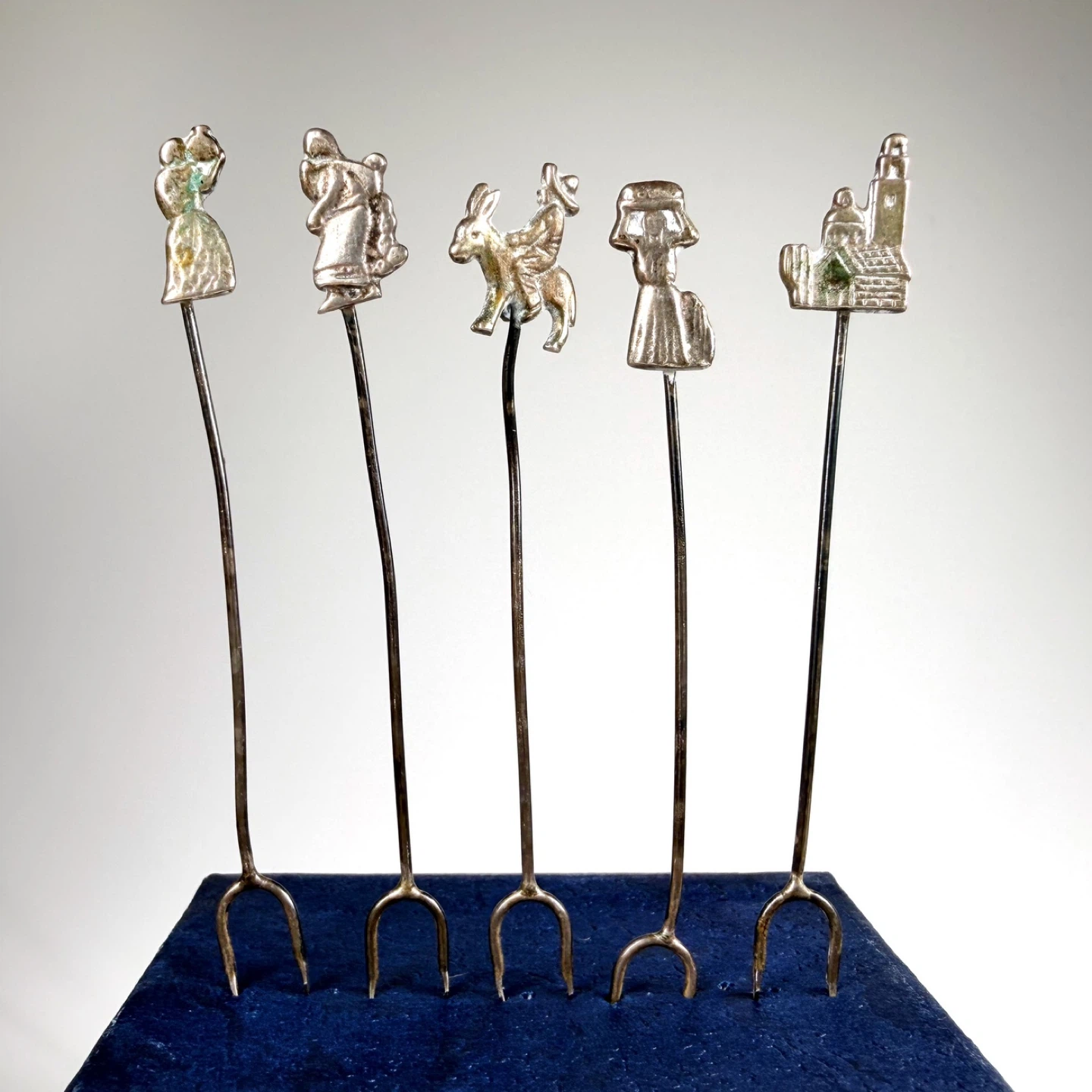 5x Vintage Mexican Silver Cocktail Forks