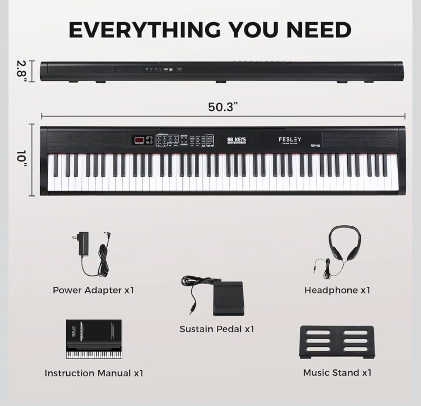 Fesley FEP160 88-Key Digital Piano with Accessories