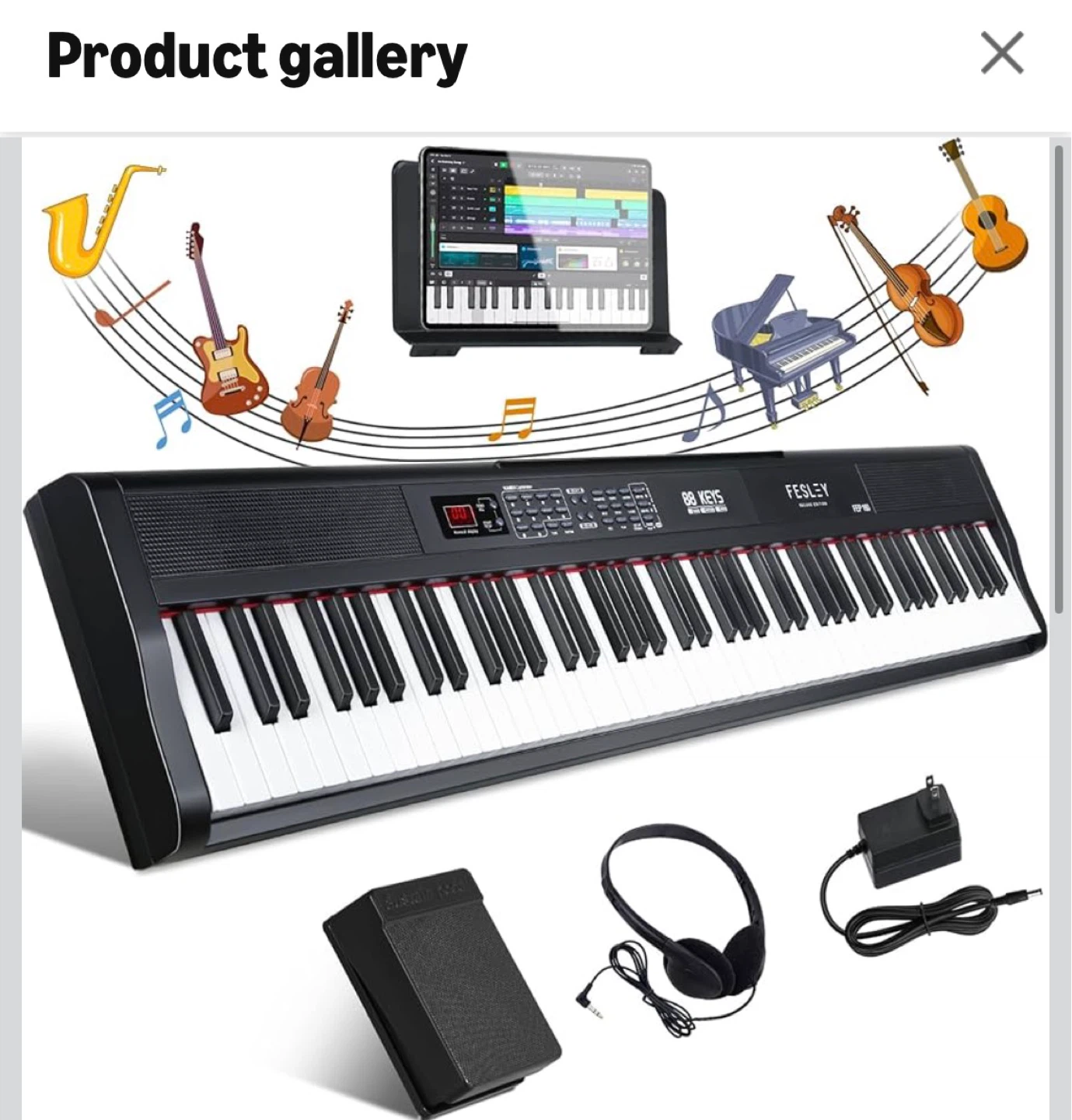 Fesley FEP160 88-Key Digital Piano with Accessories - photo 2