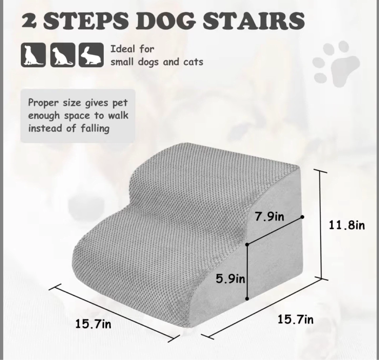 2 Steps Dog Stairs for Small Dogs and Cats - photo 2