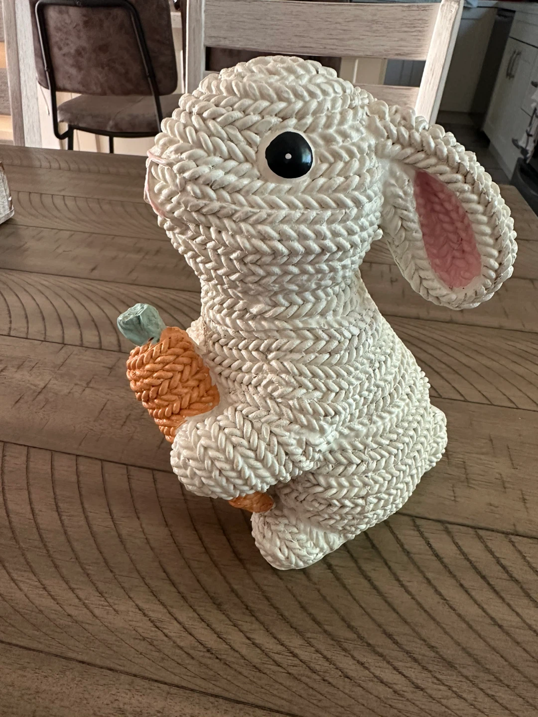 Homesense White Textured Bunny with Carrot Figurine
