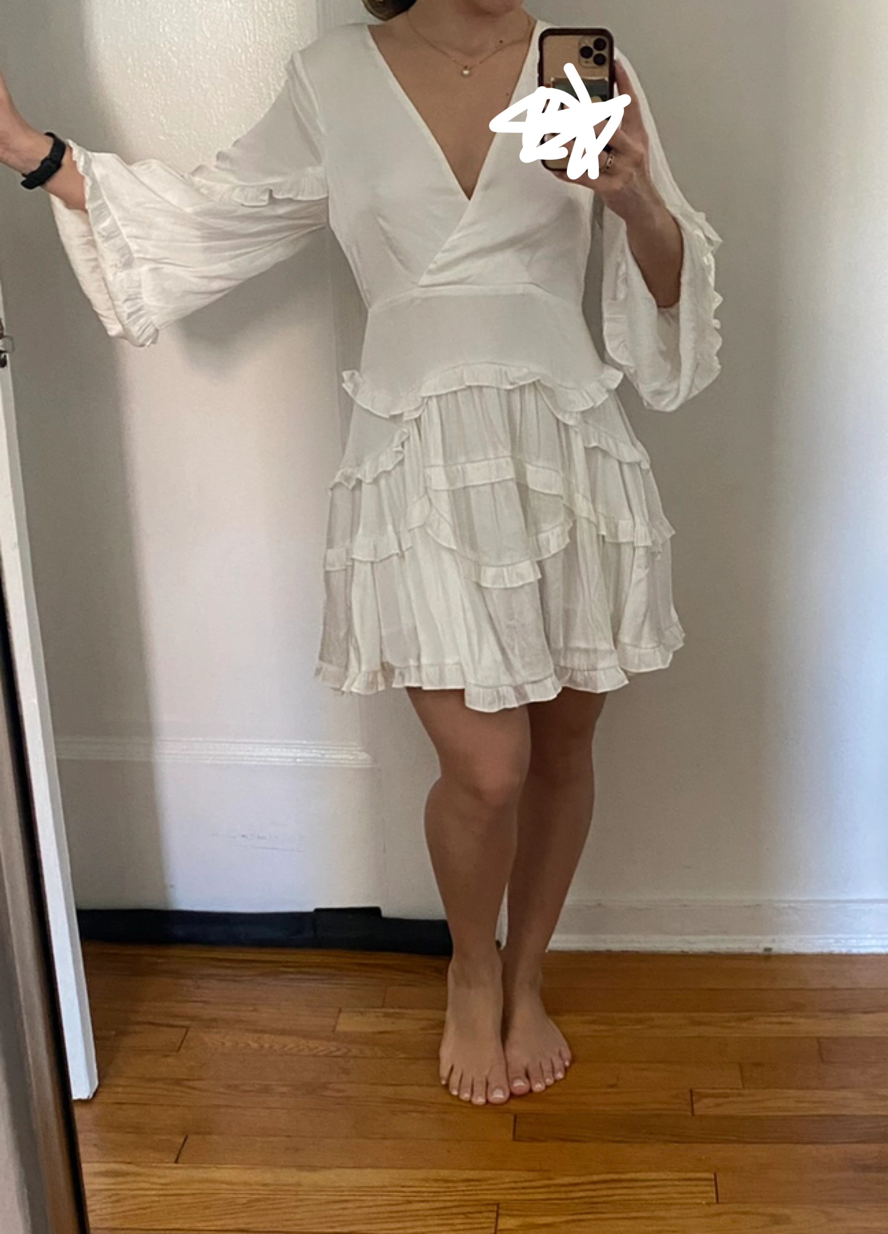 DB Studio White Ruffle Mini Dress Size S - photo 2