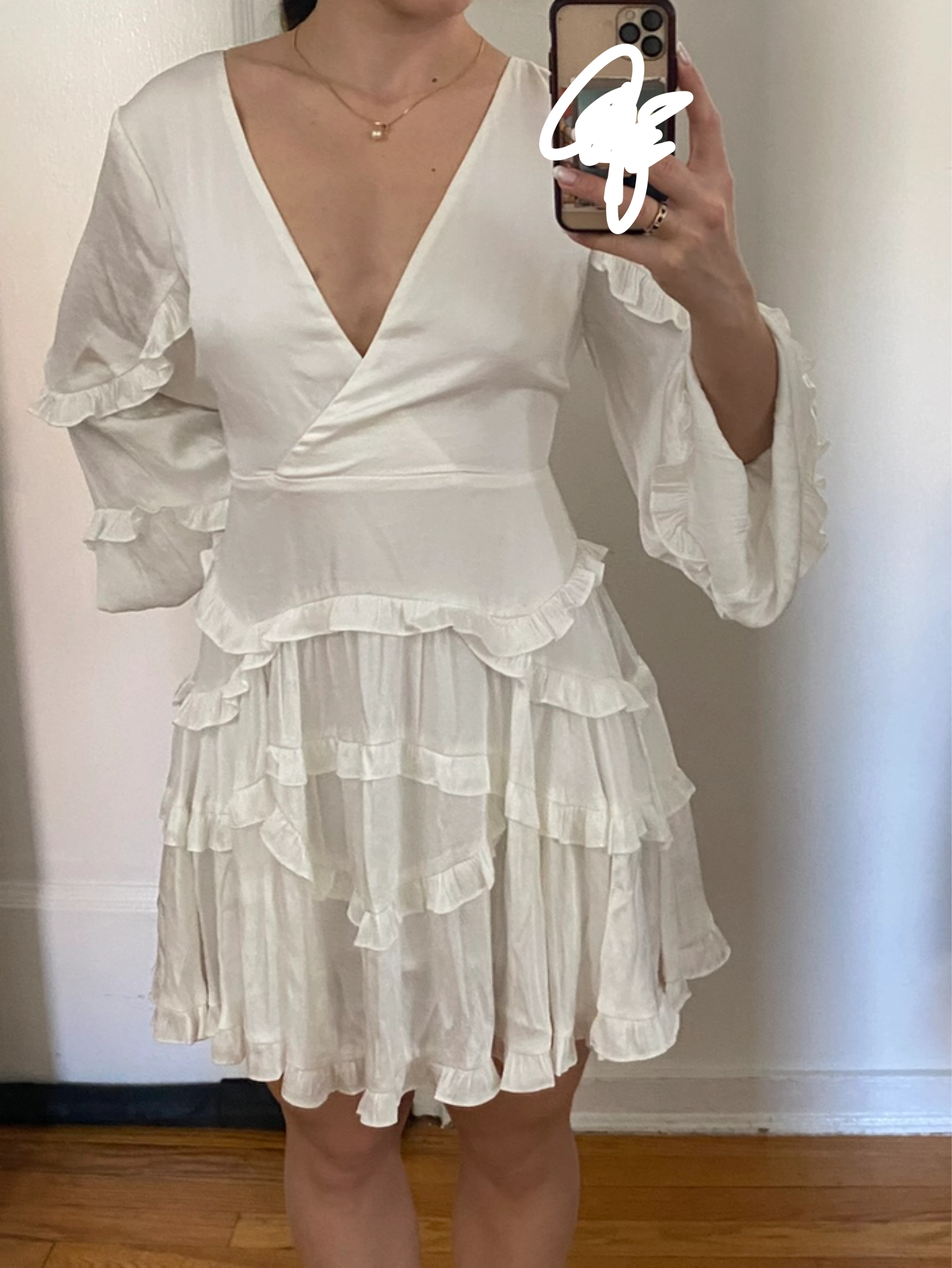 DB Studio White Ruffle Mini Dress Size S