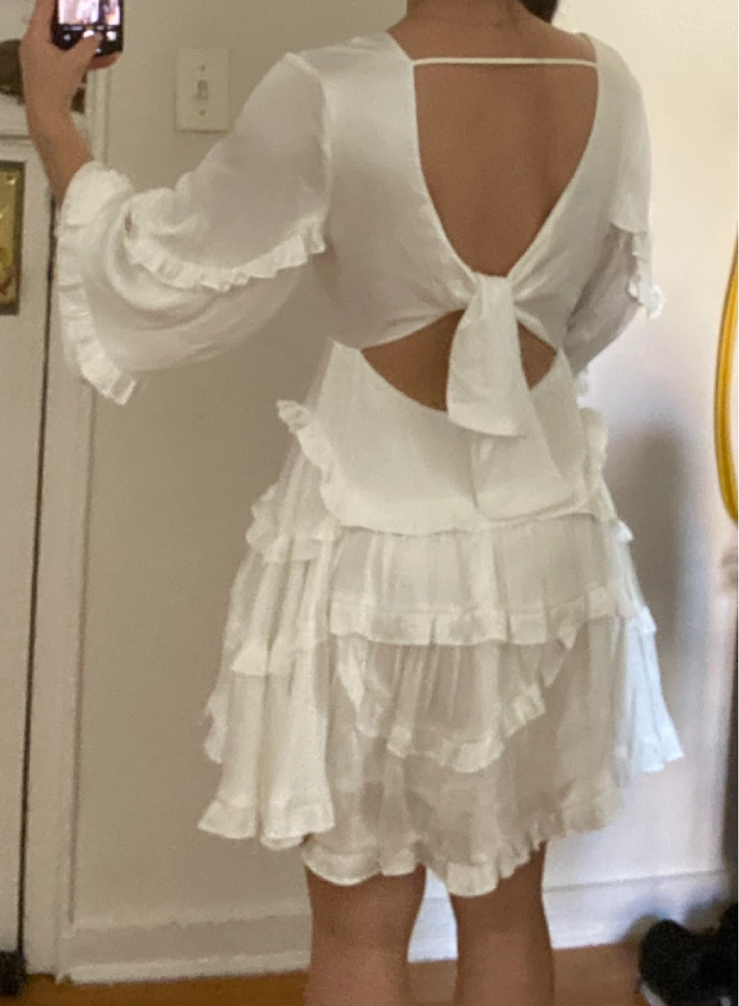 DB Studio White Ruffle Mini Dress Size S - photo 3