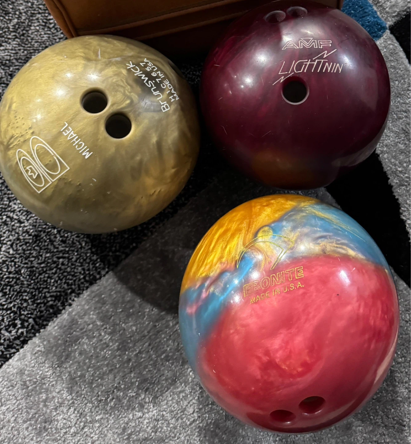3 Bowling Balls - Brunswick, AMF, Ebonite ($60/Ea)