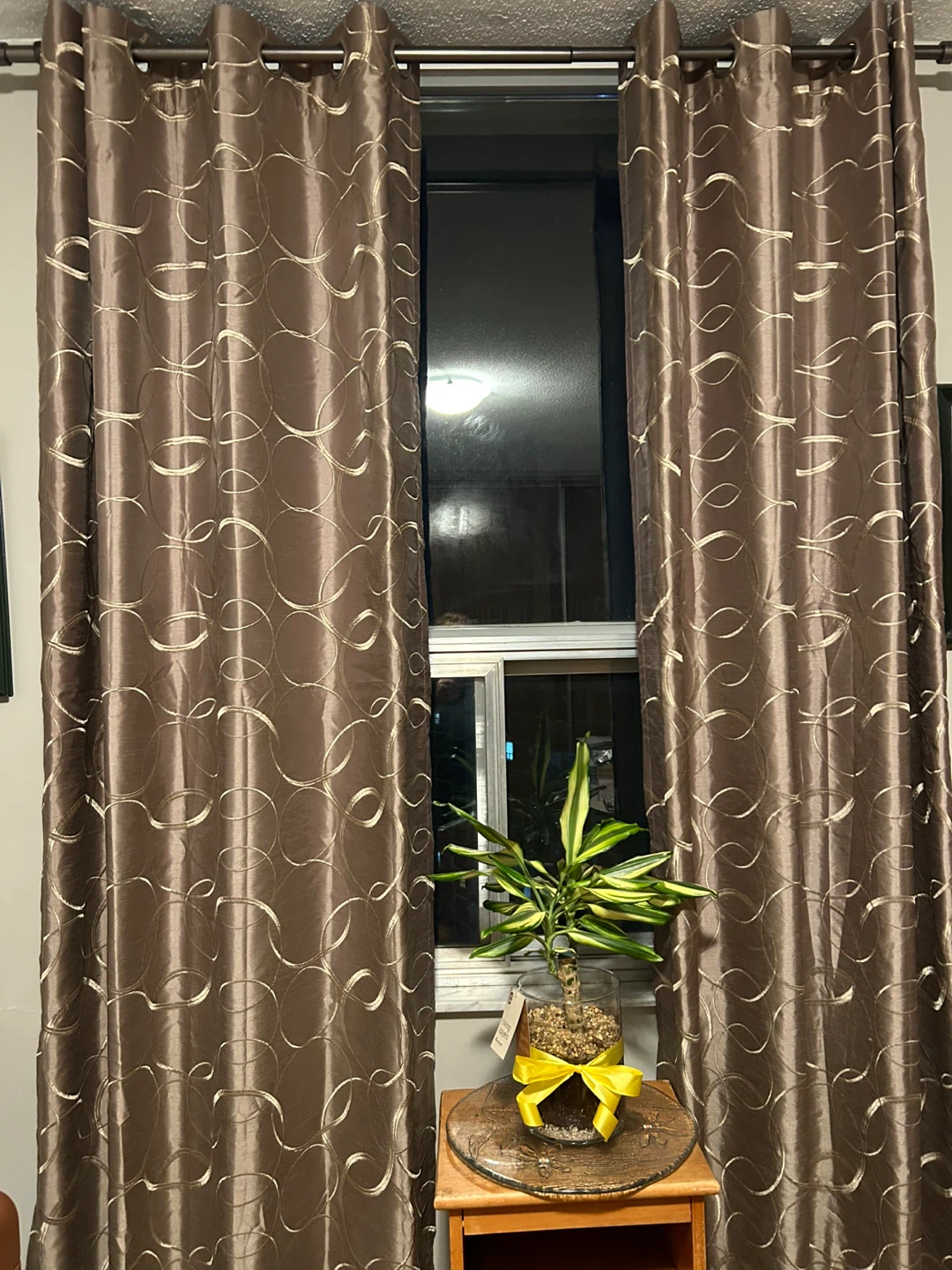 Whole Home Embroidered Grommet Curtain Panels (2) - Brown