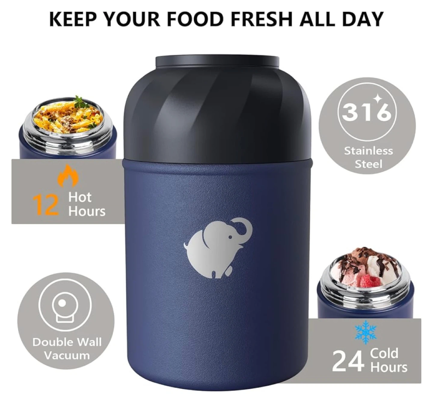 Classic Vacuum Insulated Food Jar - 500ml Blue - photo 2