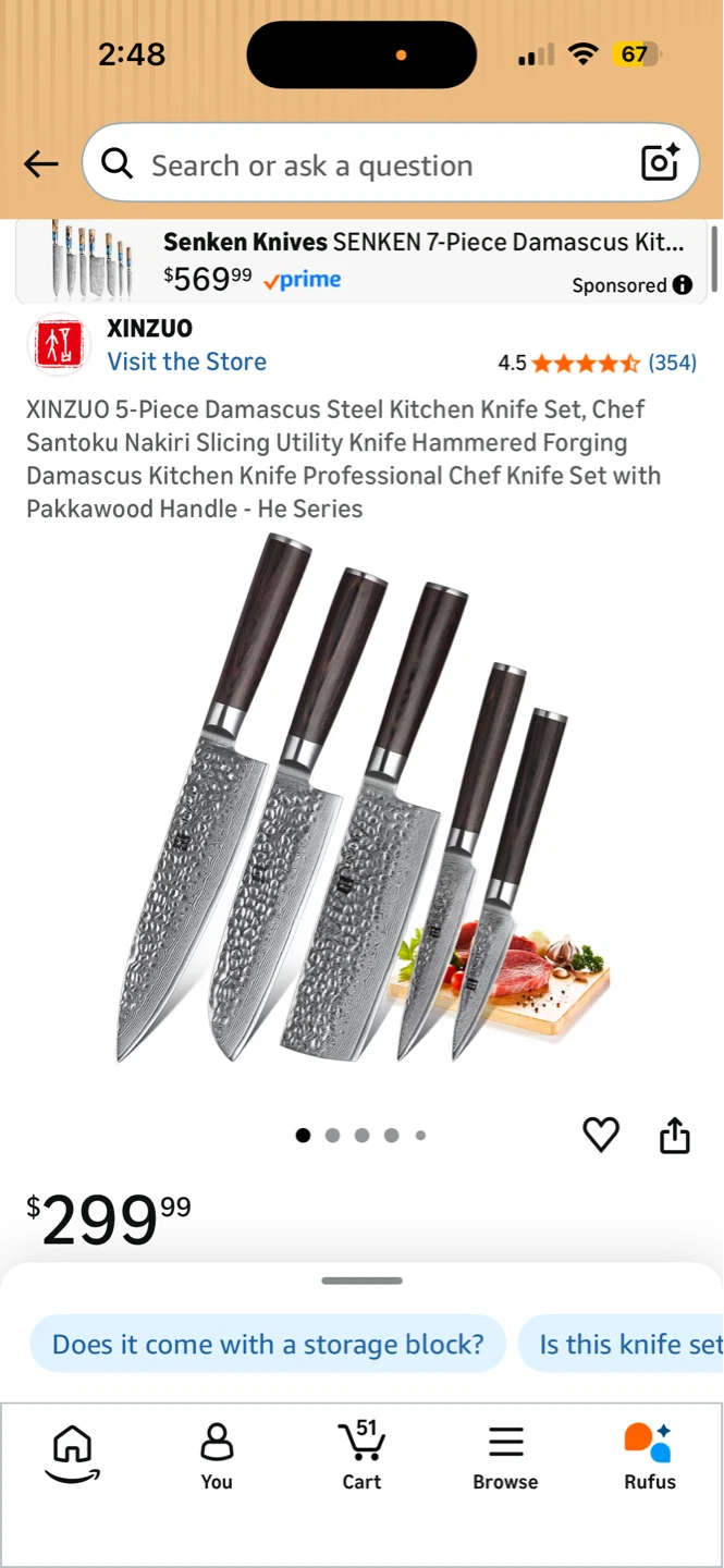 XINZUO Damascus Steel Kitchen Knife Set - photo 5