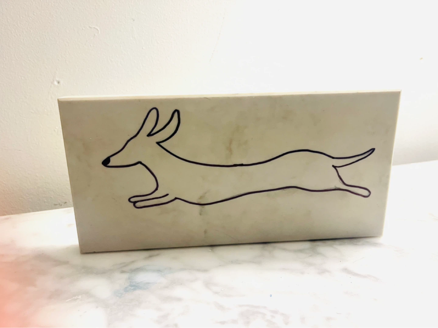 Hand-drawn Dog Art on Polished Quartz - photo 4