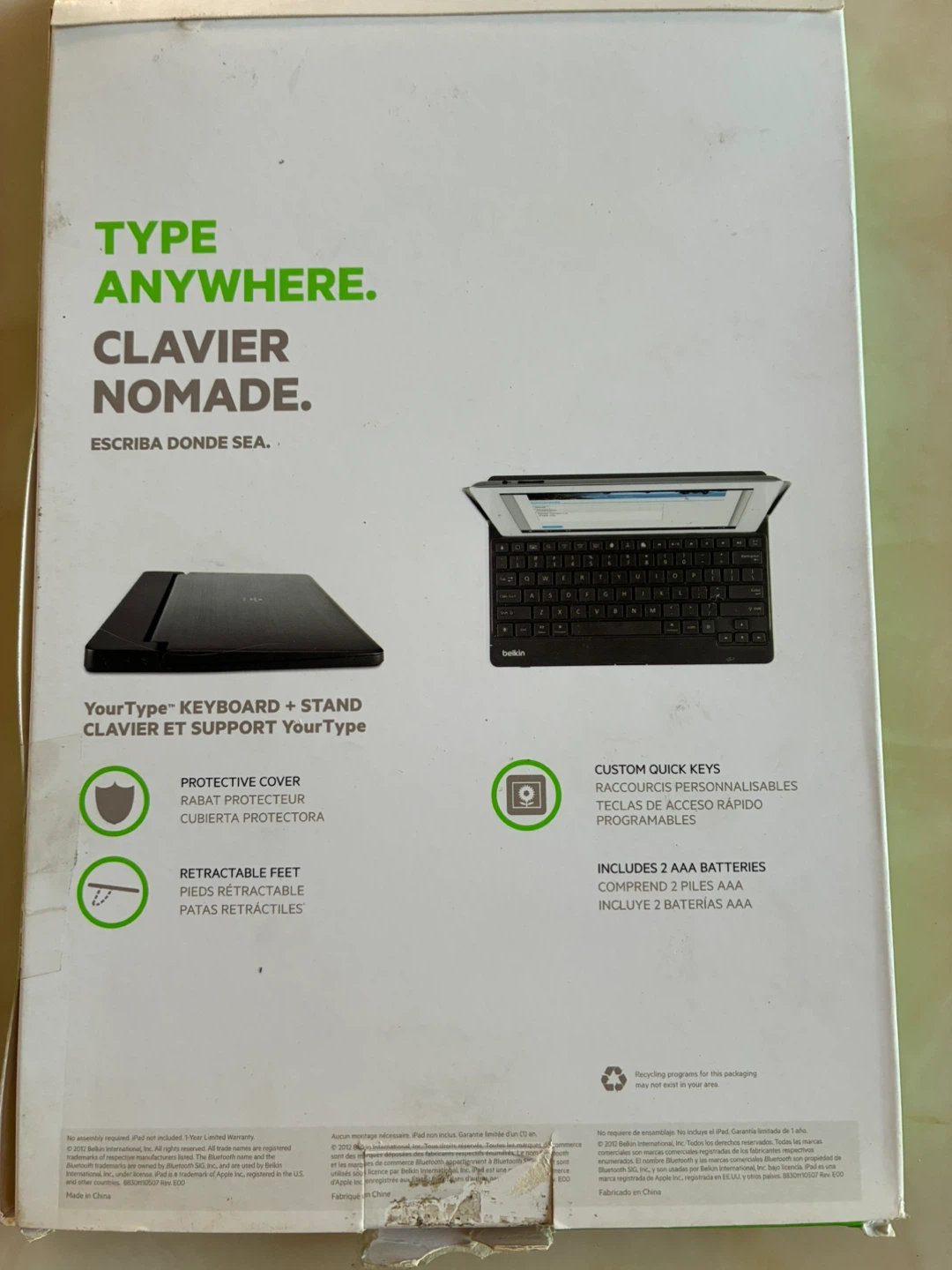 belkin F5L113 your type keyboard and stand fits all ipads models - photo 2