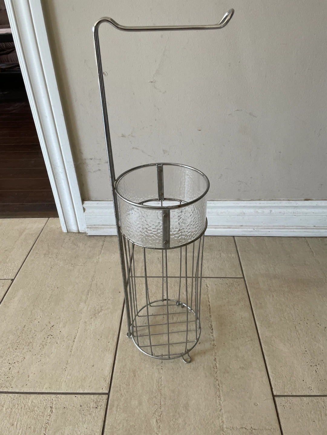 Metal and glass toilet paper holder - photo 2