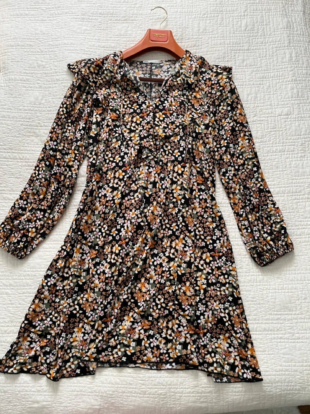 ZARA Floral Print Long Sleeve Dress - Size L
