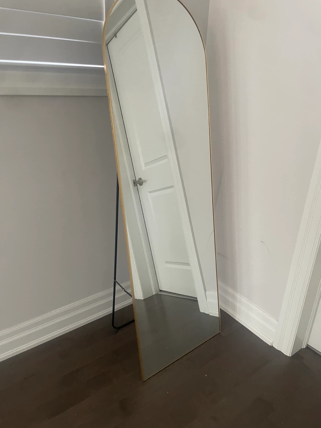Arched Floor Mirror with Gold Frame