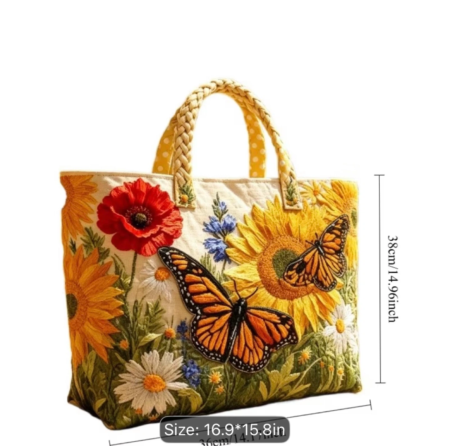 Tote Bag with Butterfly and Sunflower Design - photo 2