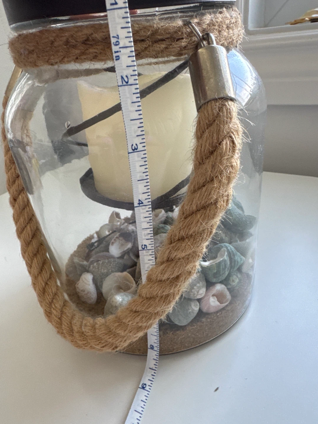 Glass Jar Candle Lantern with Seashells and Sand - photo 2