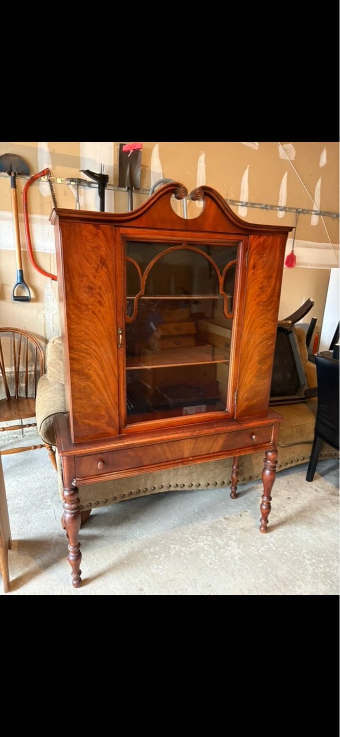 Antique Wood Display Cabinet