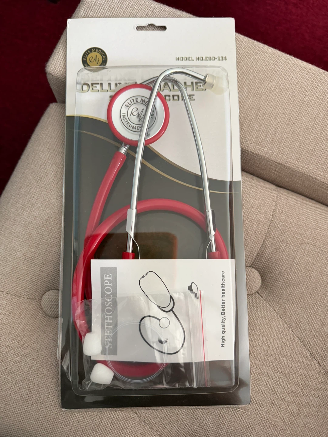 Elite Medical Stethoscope ESD-124 Red