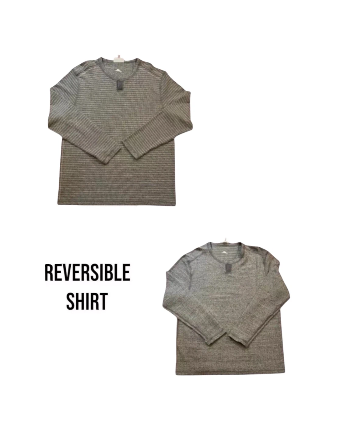 Tommy Bahama Shirt Mens Large Gray With Stripes Reversible