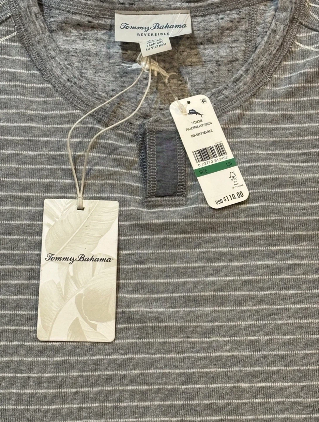 Tommy Bahama Shirt Mens Large Gray With Stripes Reversible - photo 5
