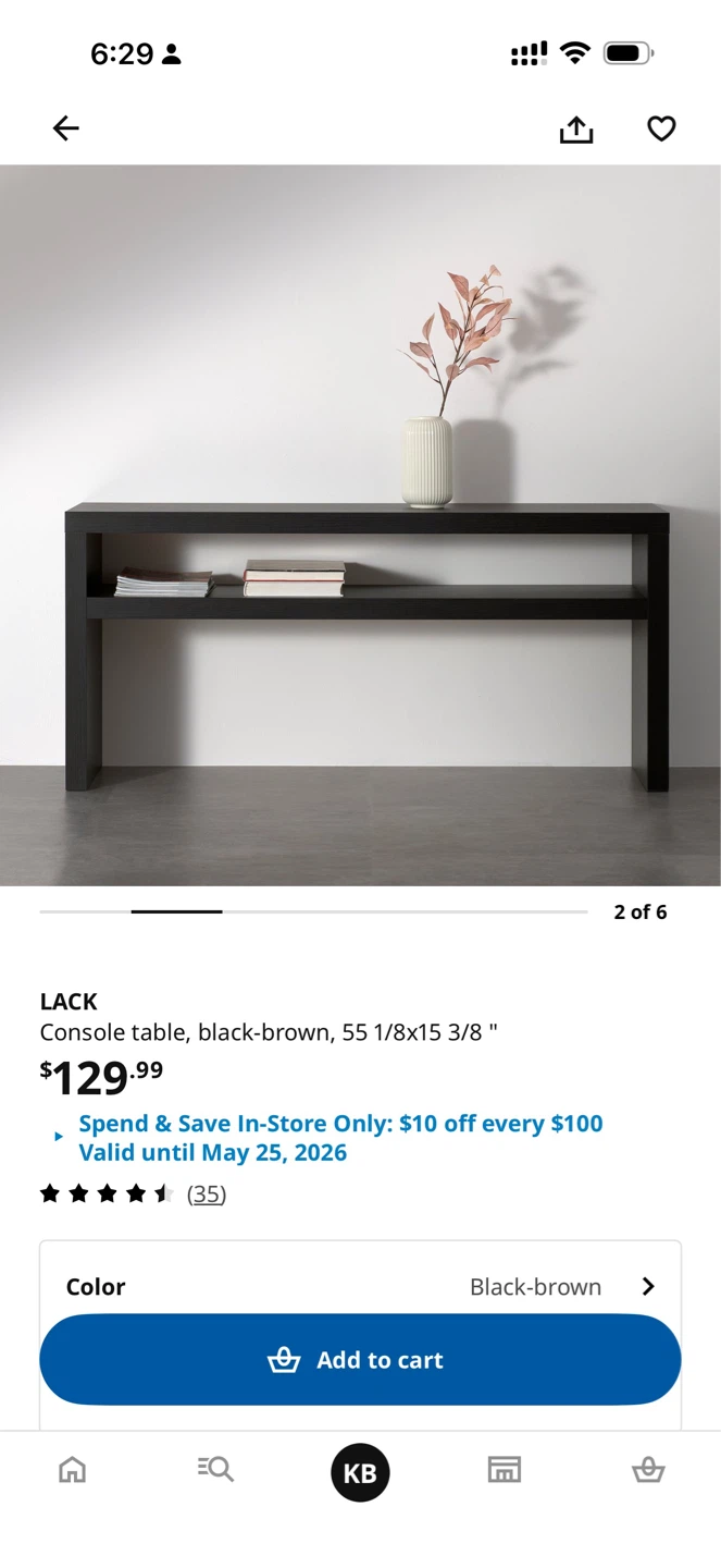 Console Table Black-Brown 55 1/8" x 15 3/8" x 15" - photo 2