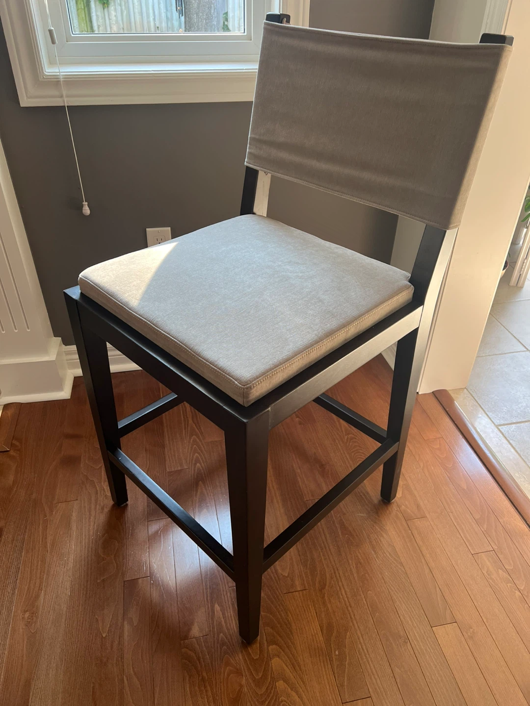 Grey Fabric Bar Stool