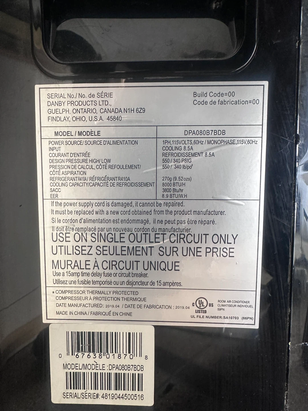Danby DPA080B7BDB Portable Air Conditioner - photo 3