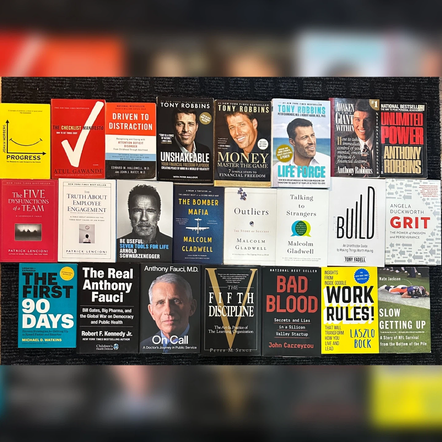 Tony Robbin, the first 90 days, outlier, talking to strangers,..