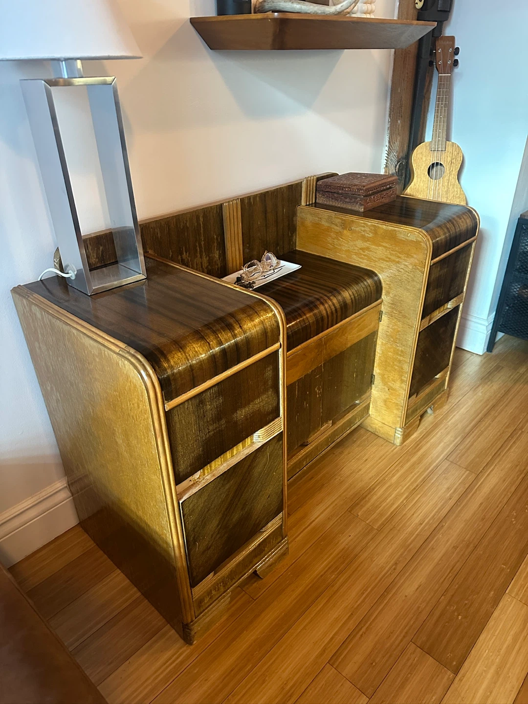 ANTIQUE HENRI VALLIERE ART DECO VANITY DRESSER CABINET CONSOLE