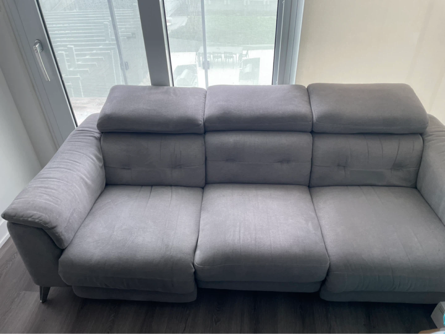 Grey Sectional 3 Seater Sofa with Power Recliner - photo 2
