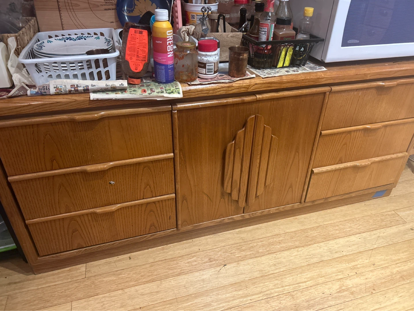Vintage real Wood Dresser with Cabinet