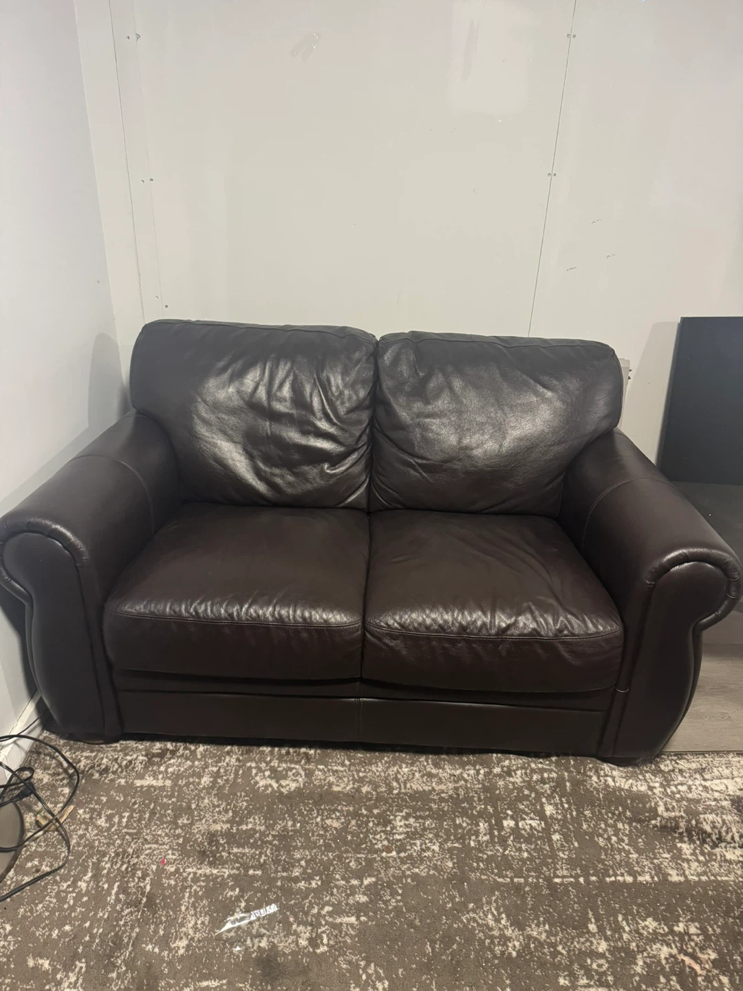Dark Brown Leather Sofa - photo 2