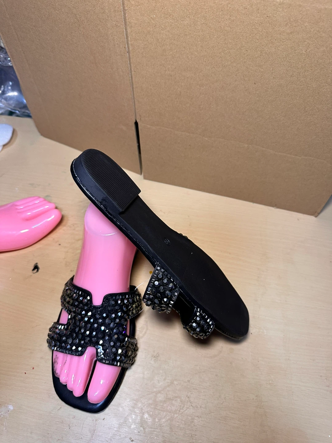 Black Embellished Slide Sandals - photo 3
